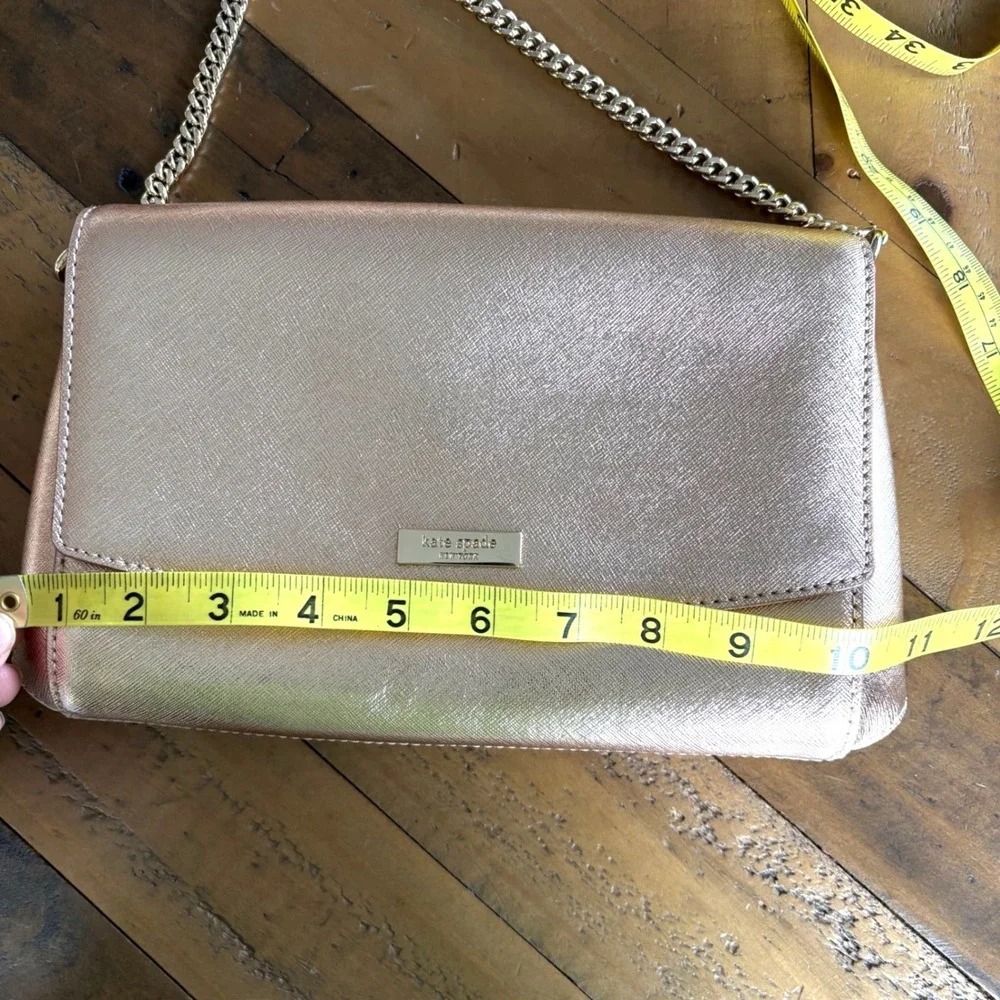 NWOT Kate Spade Rose Gold Metallic Saffiano Leather Crossbody Handbag Purse